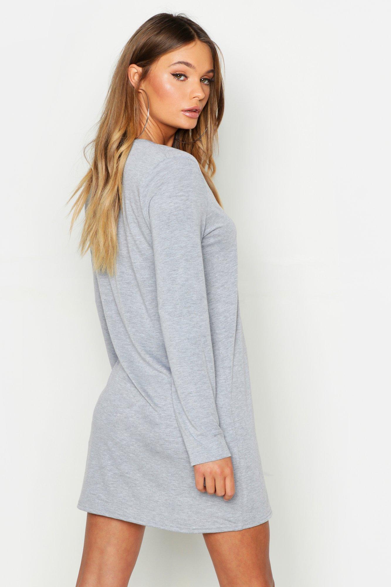 V neck long hotsell sleeve t shirt dress