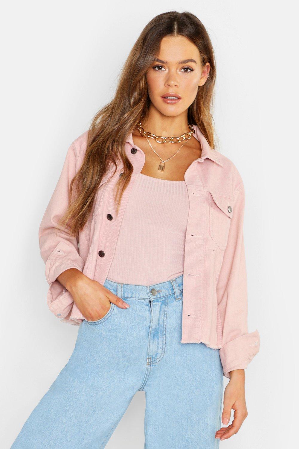 Pink cord best sale denim jacket