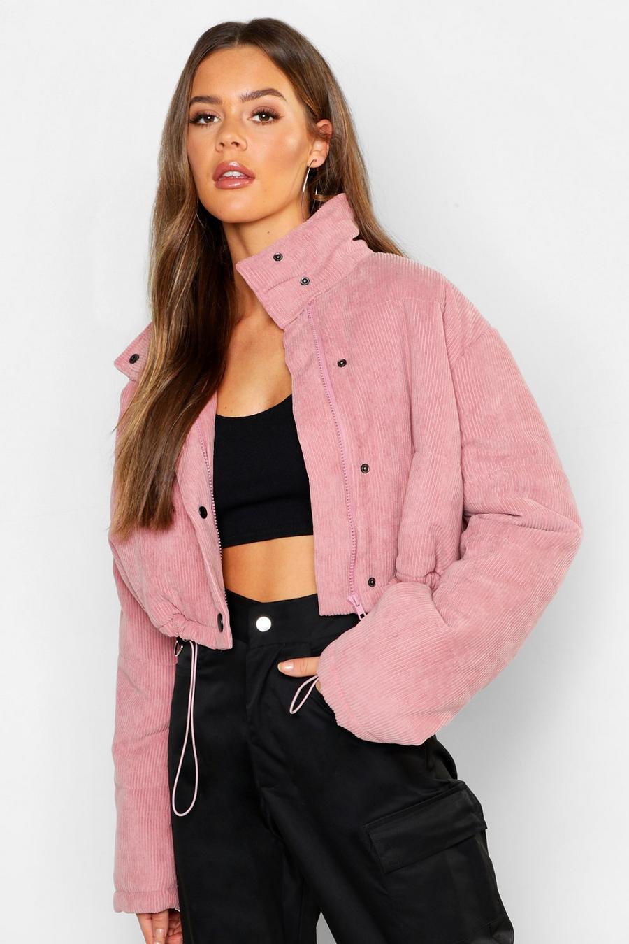 Rust pink Cord Puffer Jacket image number 1
