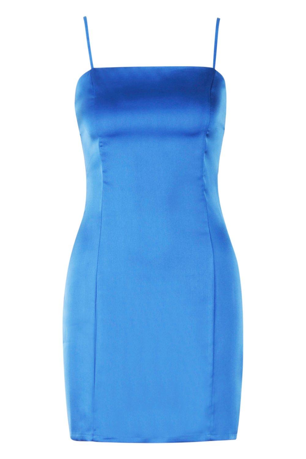 Satin Square Neck Bodycon Dress