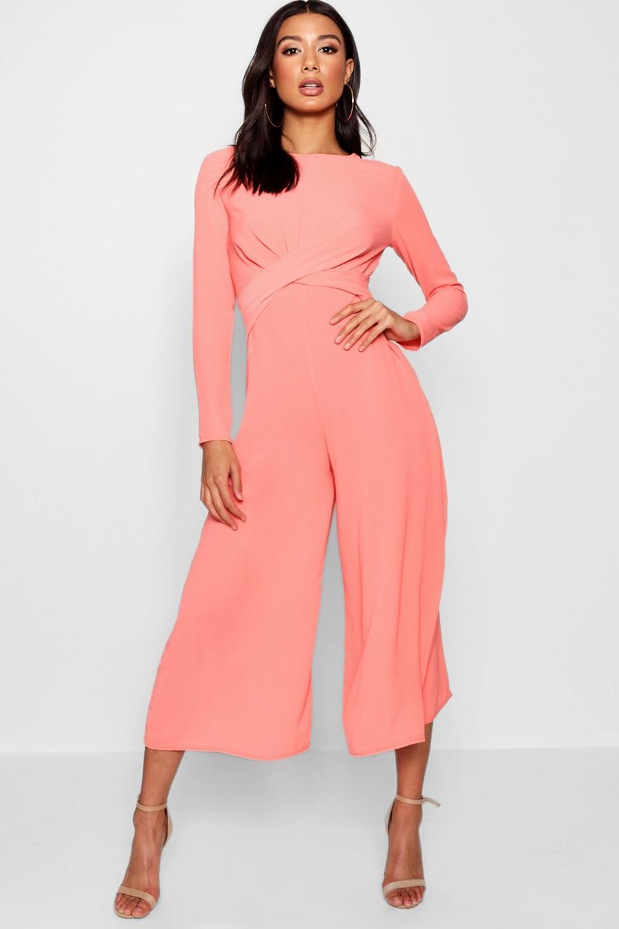 Coral Knot Front Woven Culotte Jumpsuit image number 1