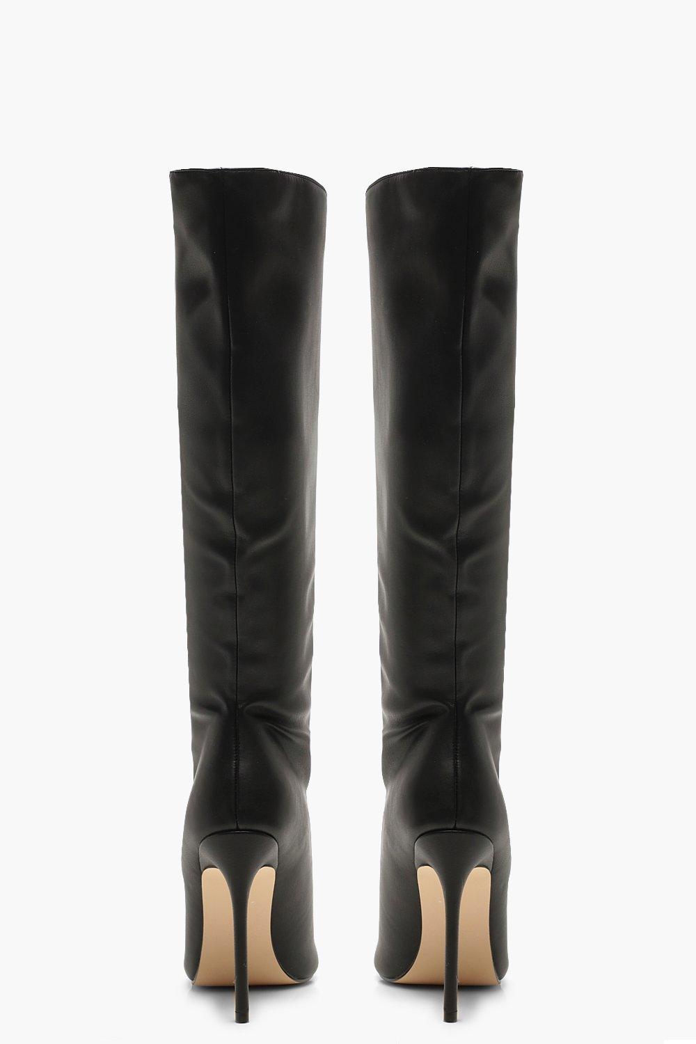 stiletto knee high leather boots