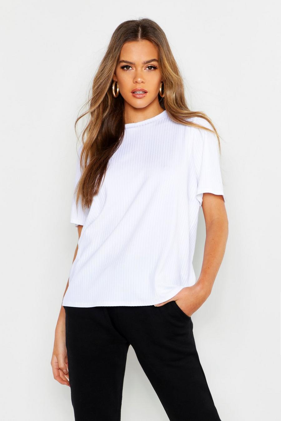White Ribbad oversize t-shirt image number 1
