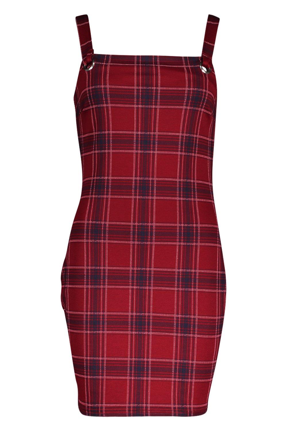 red checkered pinafore