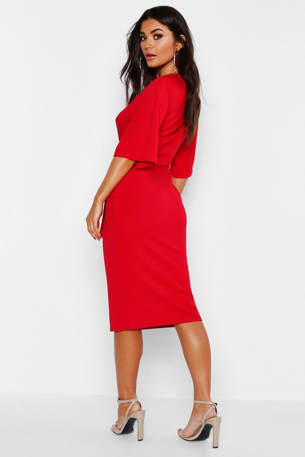 Boohoo knot best sale front dress