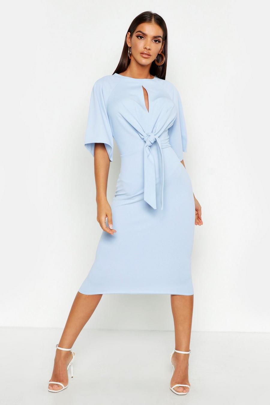 Sky Knot Front Detail Wrap Midi Dress image number 1