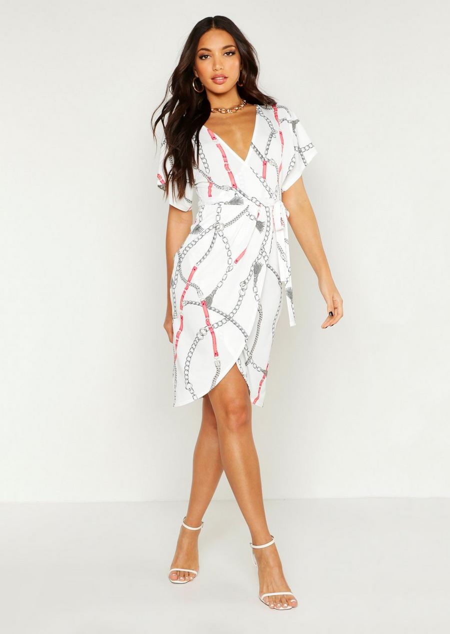Chain Print Wrap Midi Dress image number 1