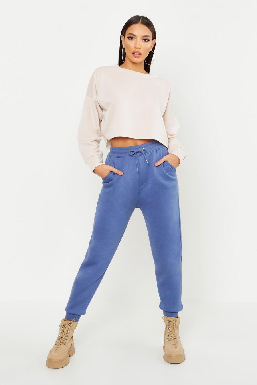 Denim-blue Grey Basic Regular Fit Track Pants image number 1