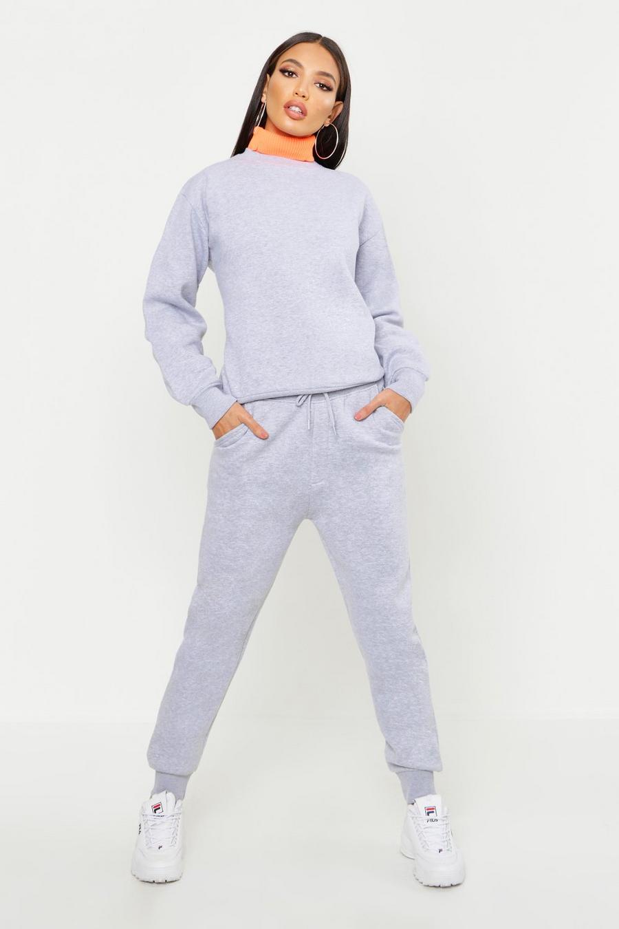 Basic Sweatpants mit Tunnelzug, Grau meliert image number 1
