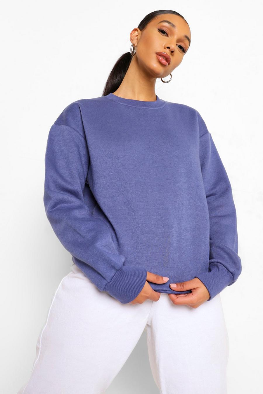 Denim Basic oversize sweatshirt med rund hals image number 1