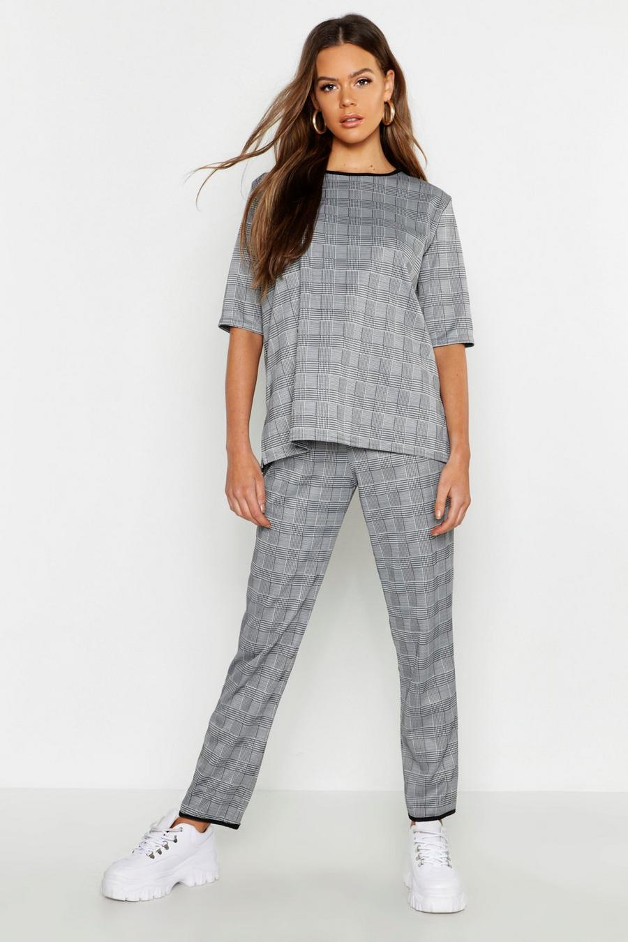 Checked Top + Tapered Pants Co-Ord image number 1