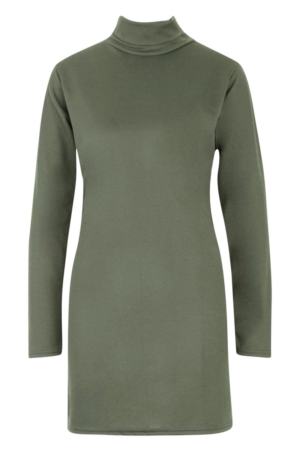 Turtleneck Long Sleeve Shift Dress