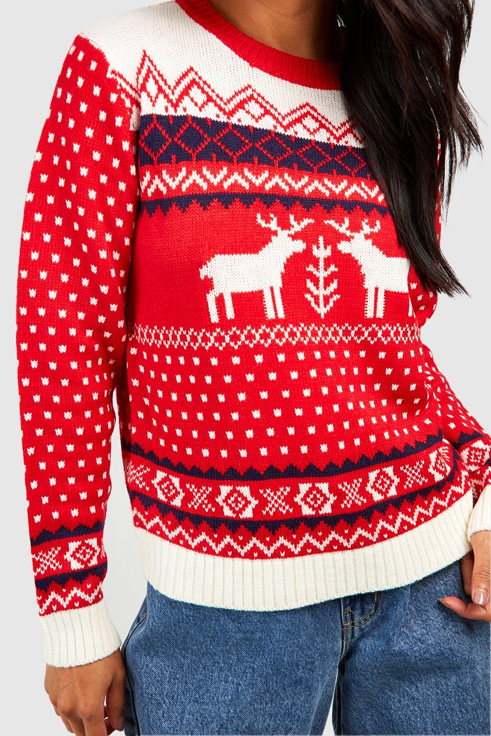 Red reindeer hot sale christmas sweater