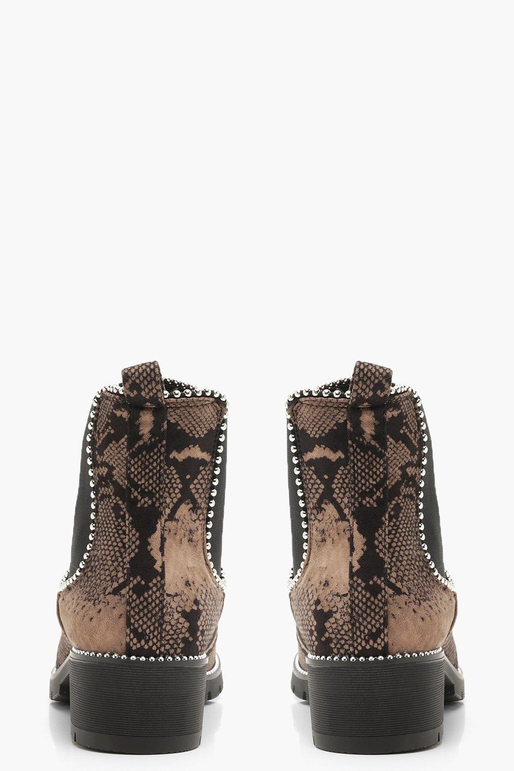 Snakeskin hot sale chunky boots