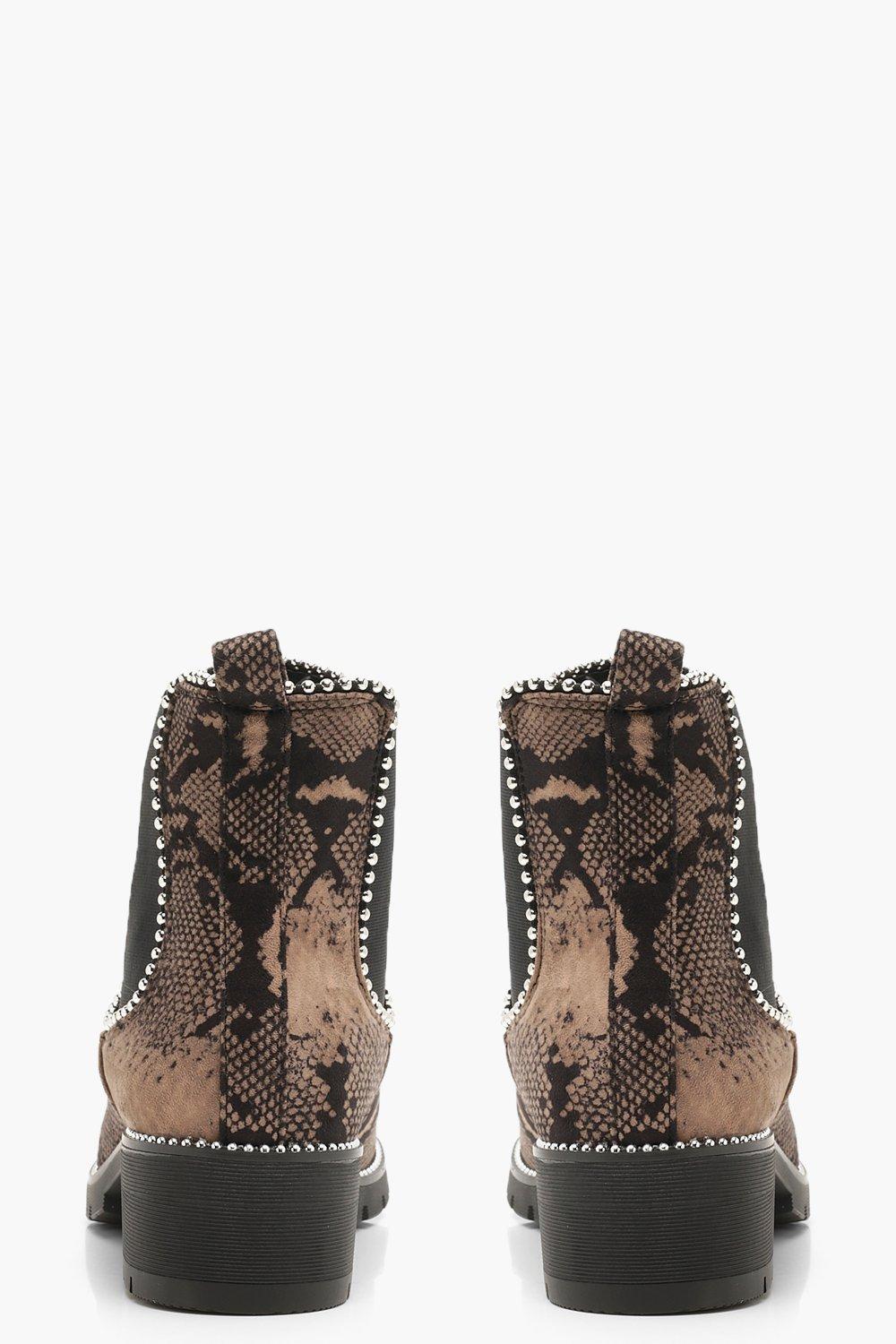 Snakeskin hot sale chunky boots