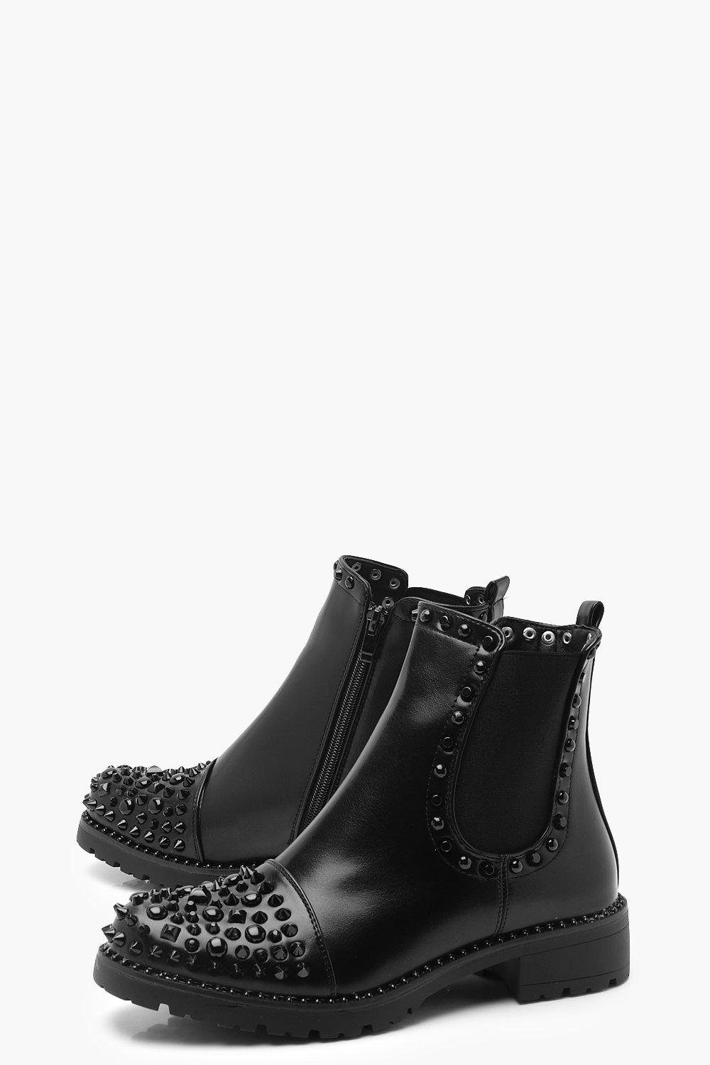 studded chunky chelsea boots