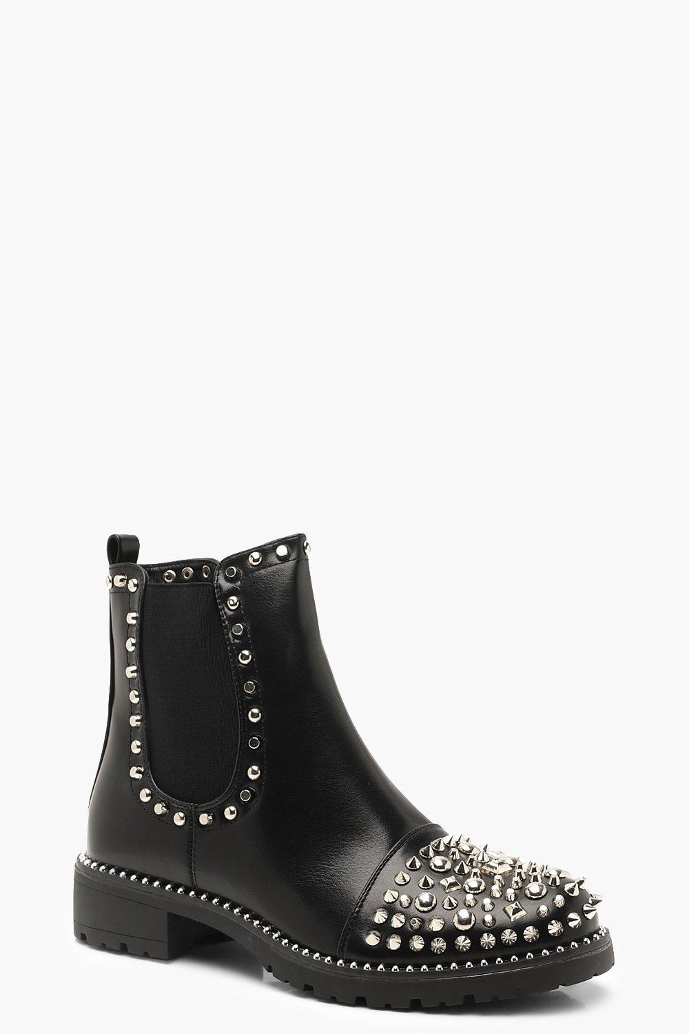 studded chunky chelsea boots