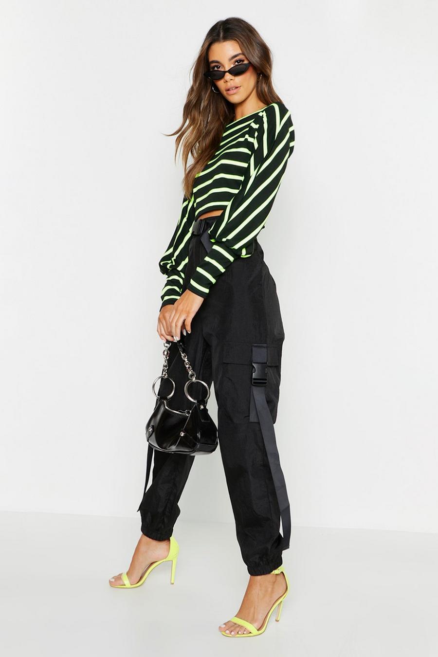 High Waist Shell Cargo Buckle Pants image number 1