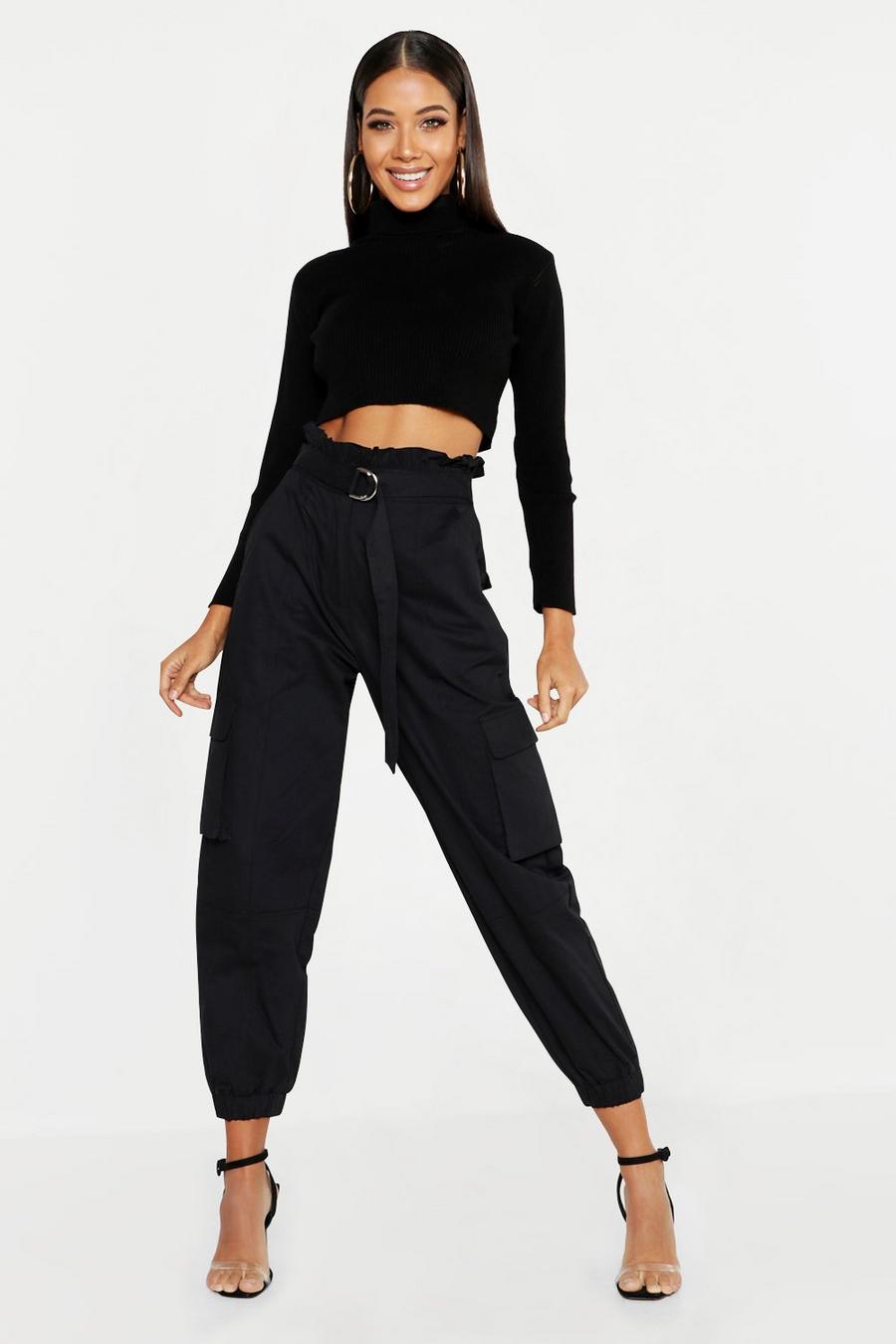 Paperbag D-Ring Belted Cargo Pants | boohoo