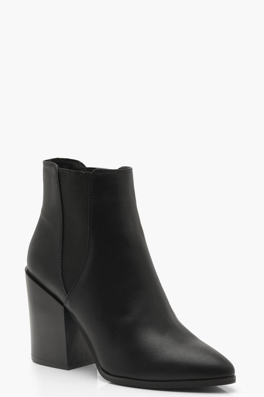 Black Pointed Chelsea Style Cowboy Boots image number 1