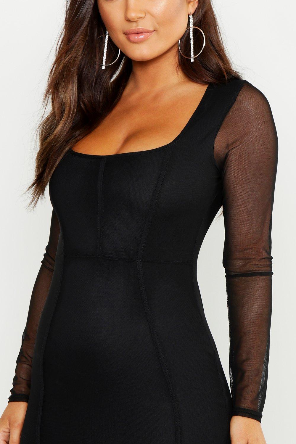 black dress with net sleeves