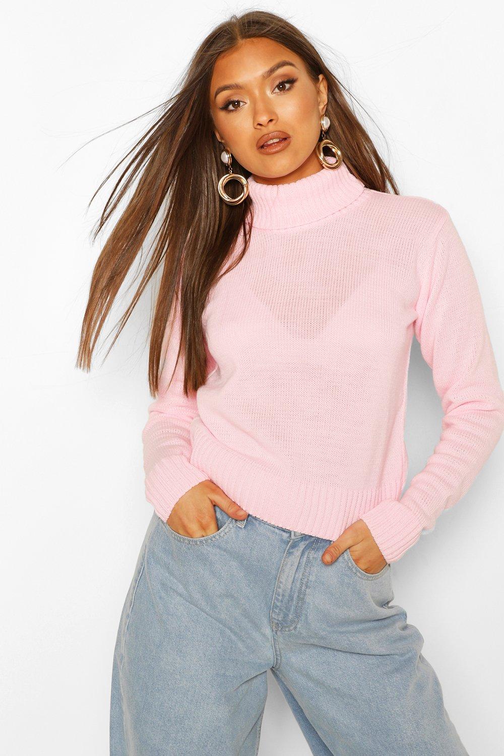 baby pink polo neck jumper