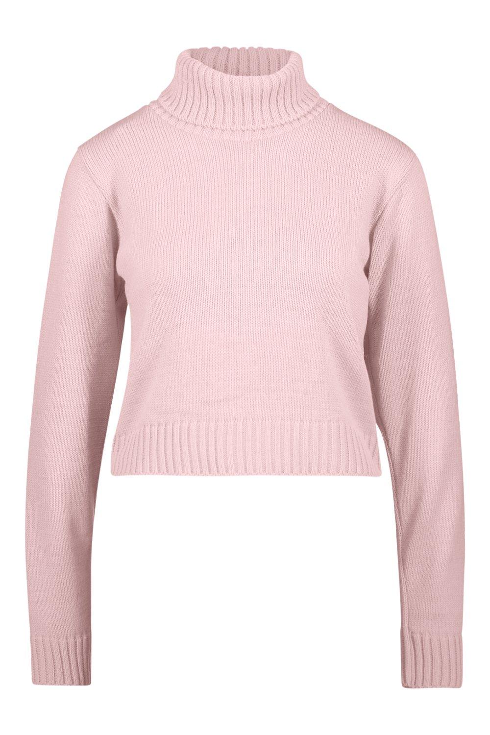 baby pink roll neck jumper