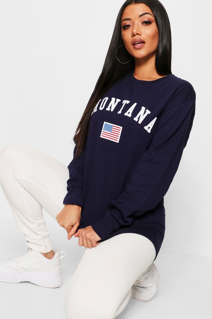"Montana" sweatshirt med slogan image number 1