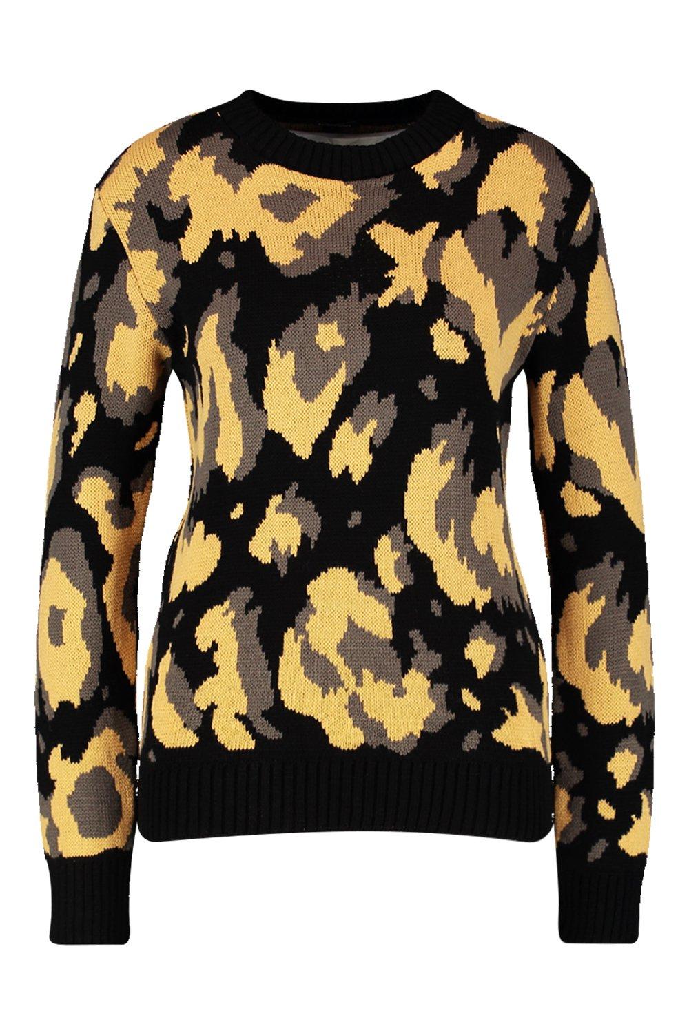 Leopard print oversized clearance jumper