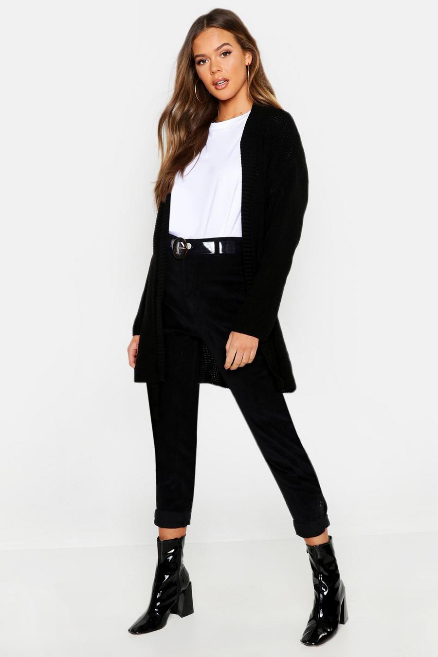 Black Belted Longline Cardigan