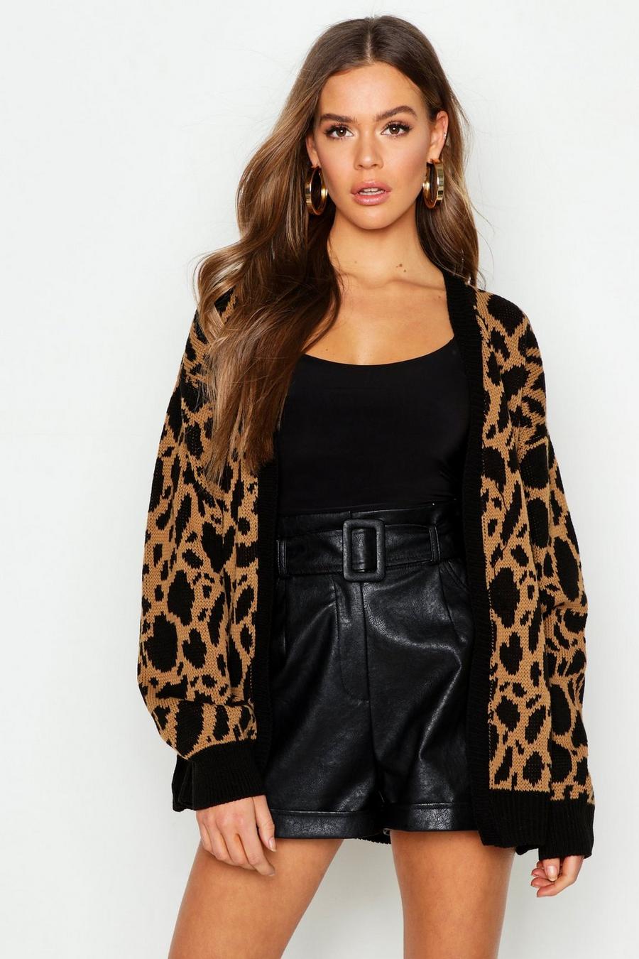 Black Leopard Print Longline Cardigan