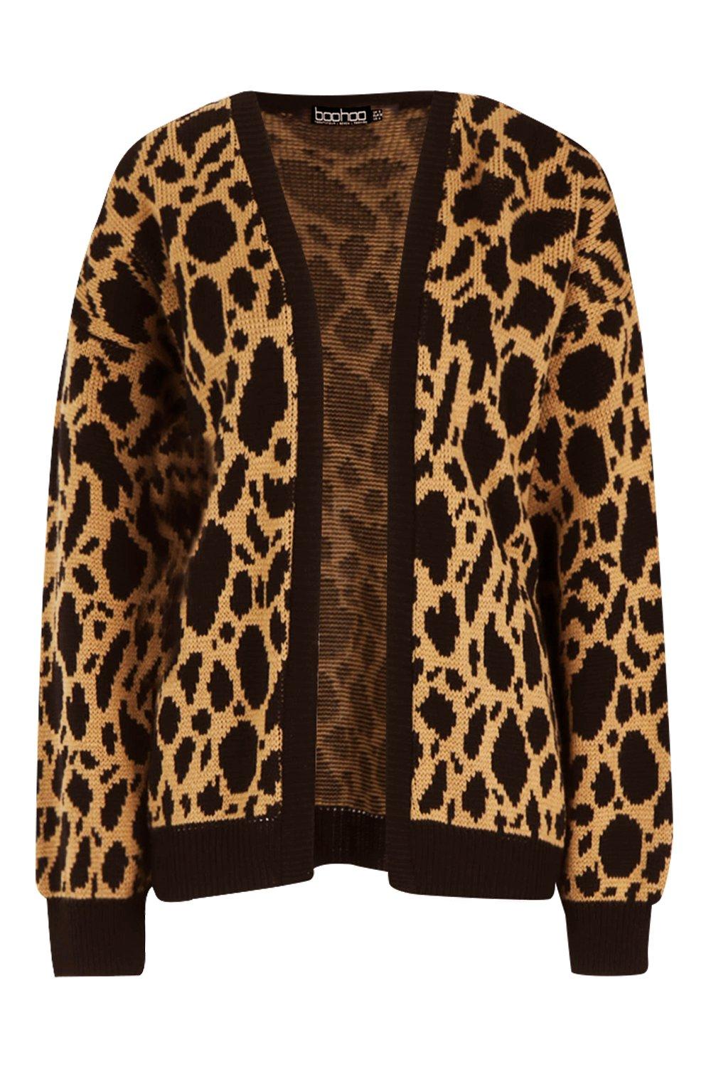 Leopard print cardigan outlet boohoo