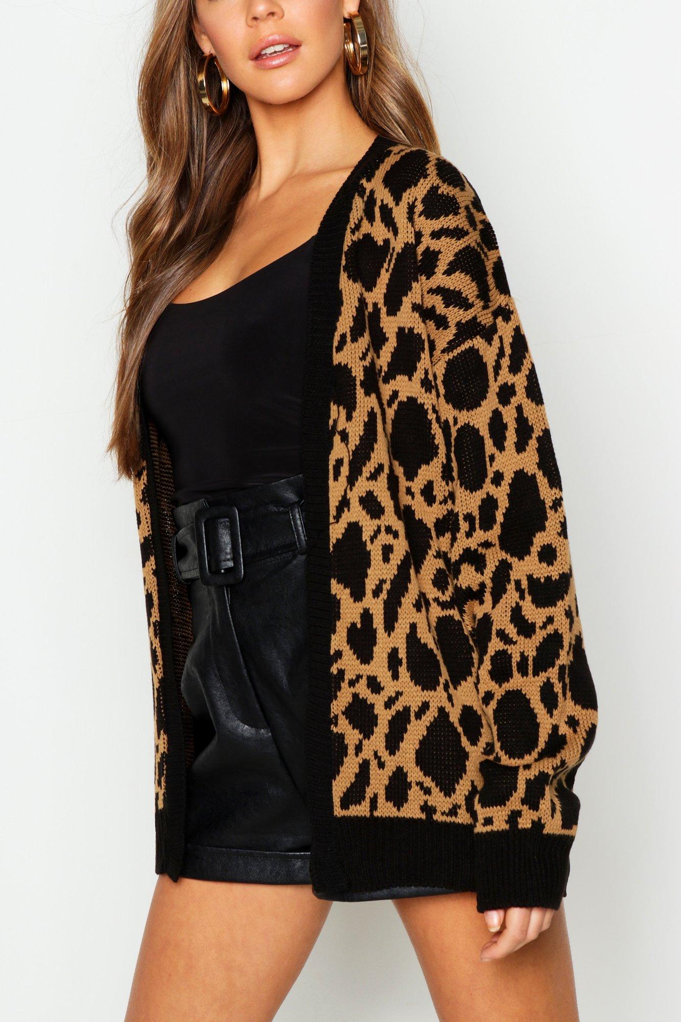 Boohoo leopard print cardigan sale