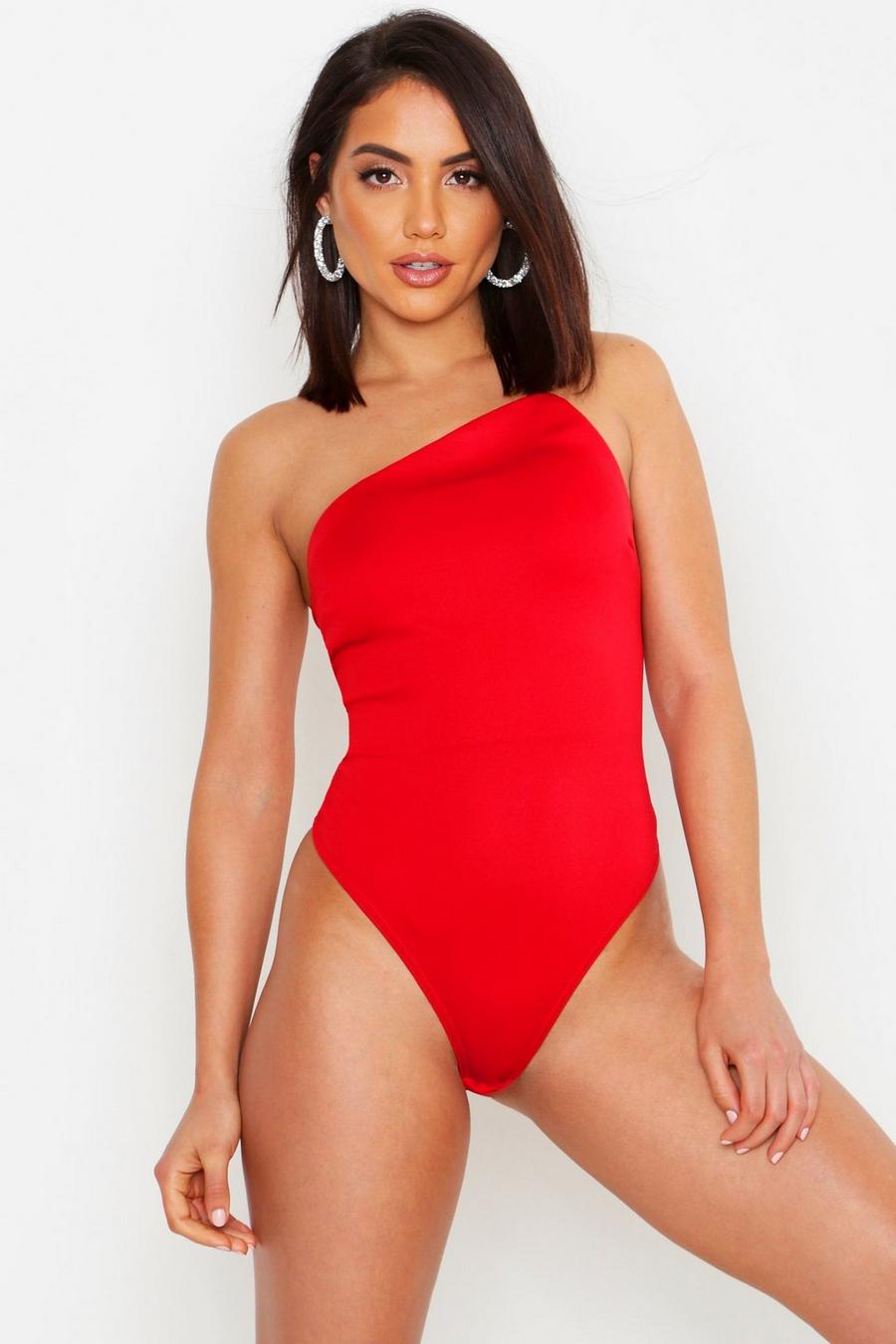 Red Scuba Asymmetric Bodysuit image number 1
