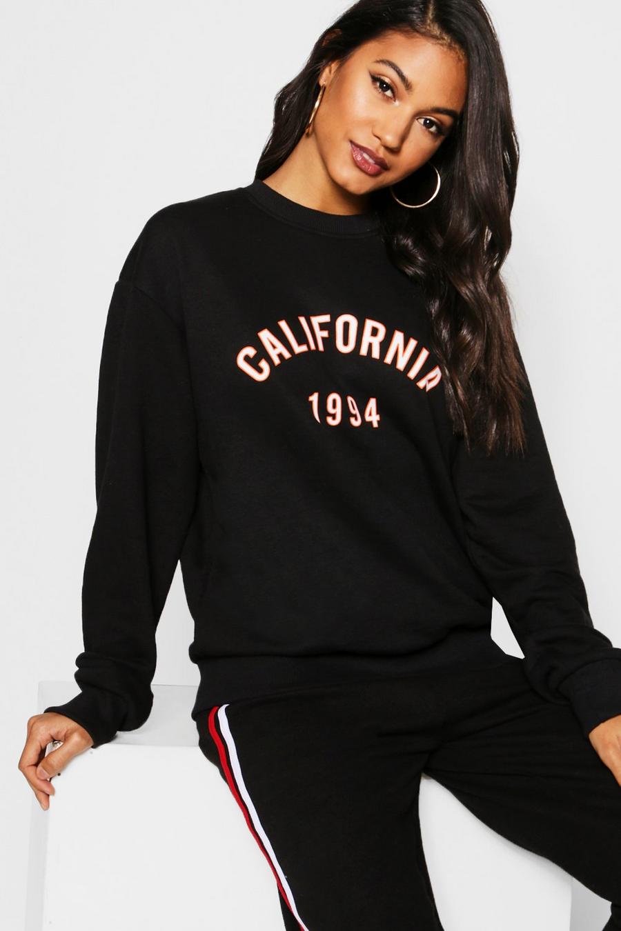 Black "California" sweatshirt med slogan image number 1