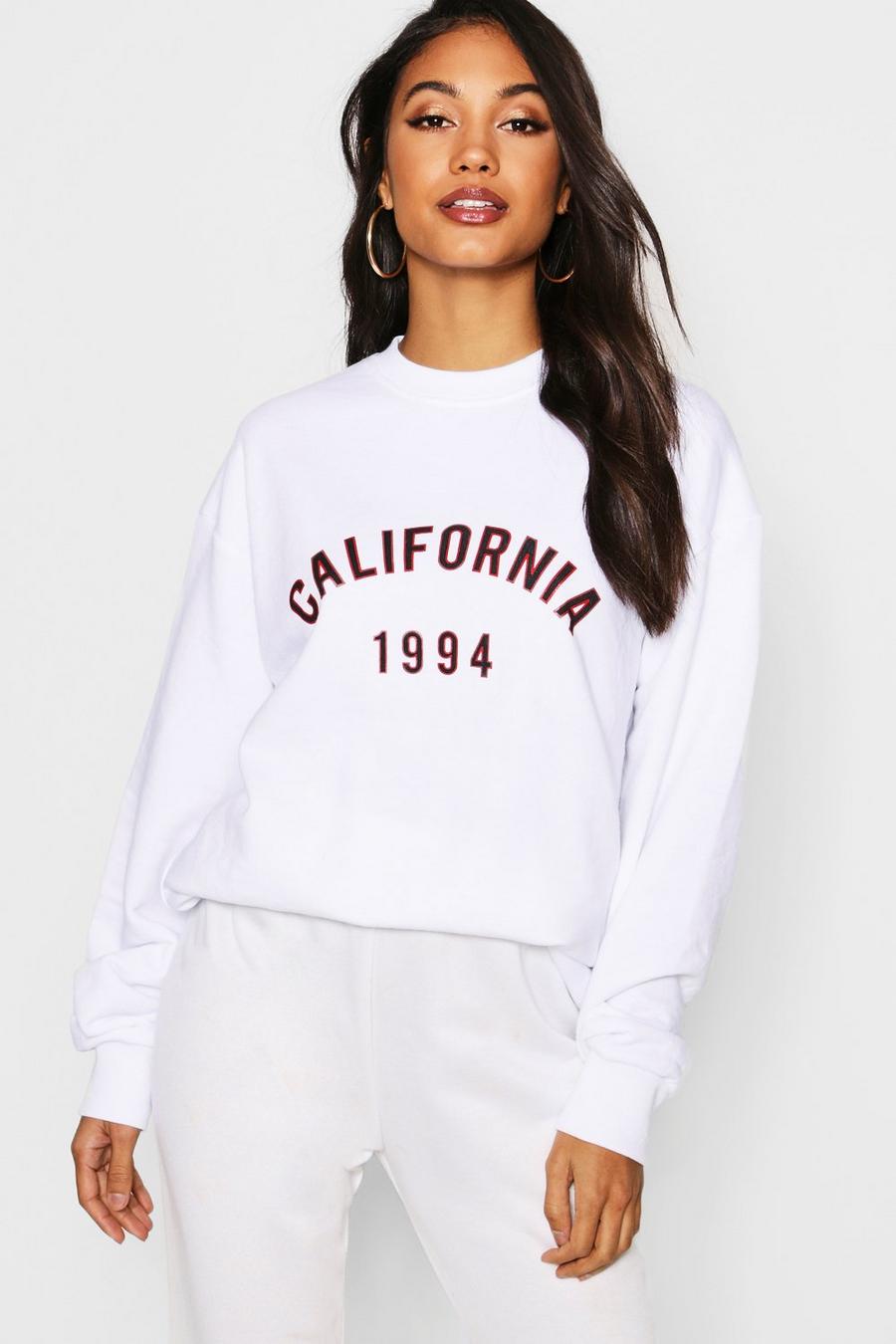 California Slogan Oversized Sweatshirt, White image number 1