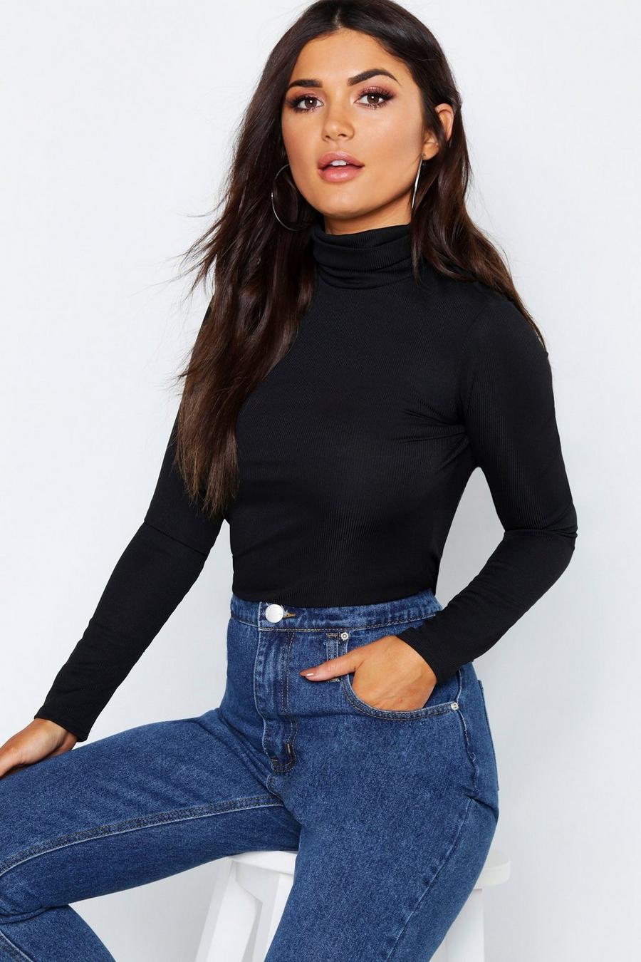 Rib Turtle Neck Long Sleeve Top image number 1