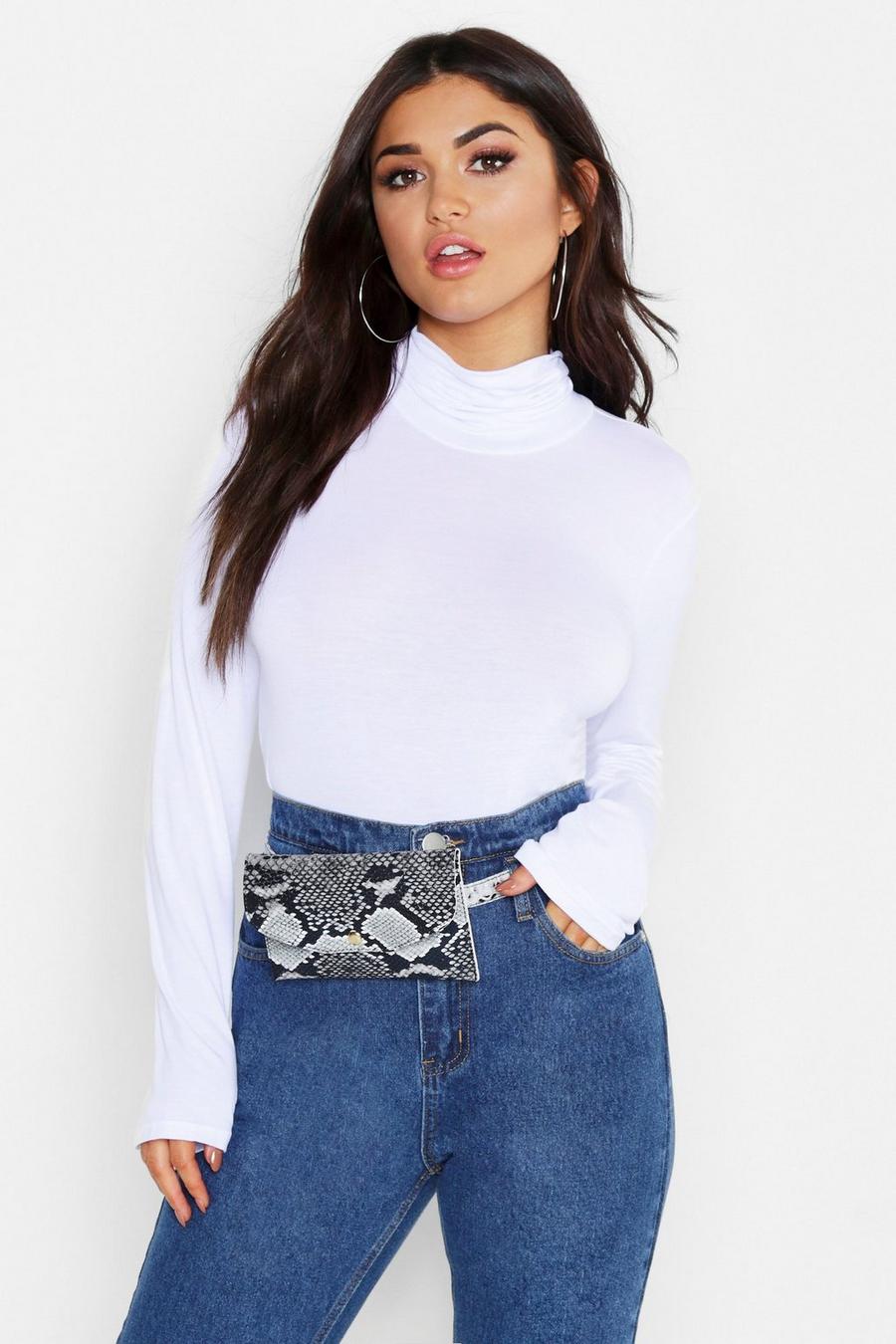 Slouch Neck Long Sleeve Top, White image number 1