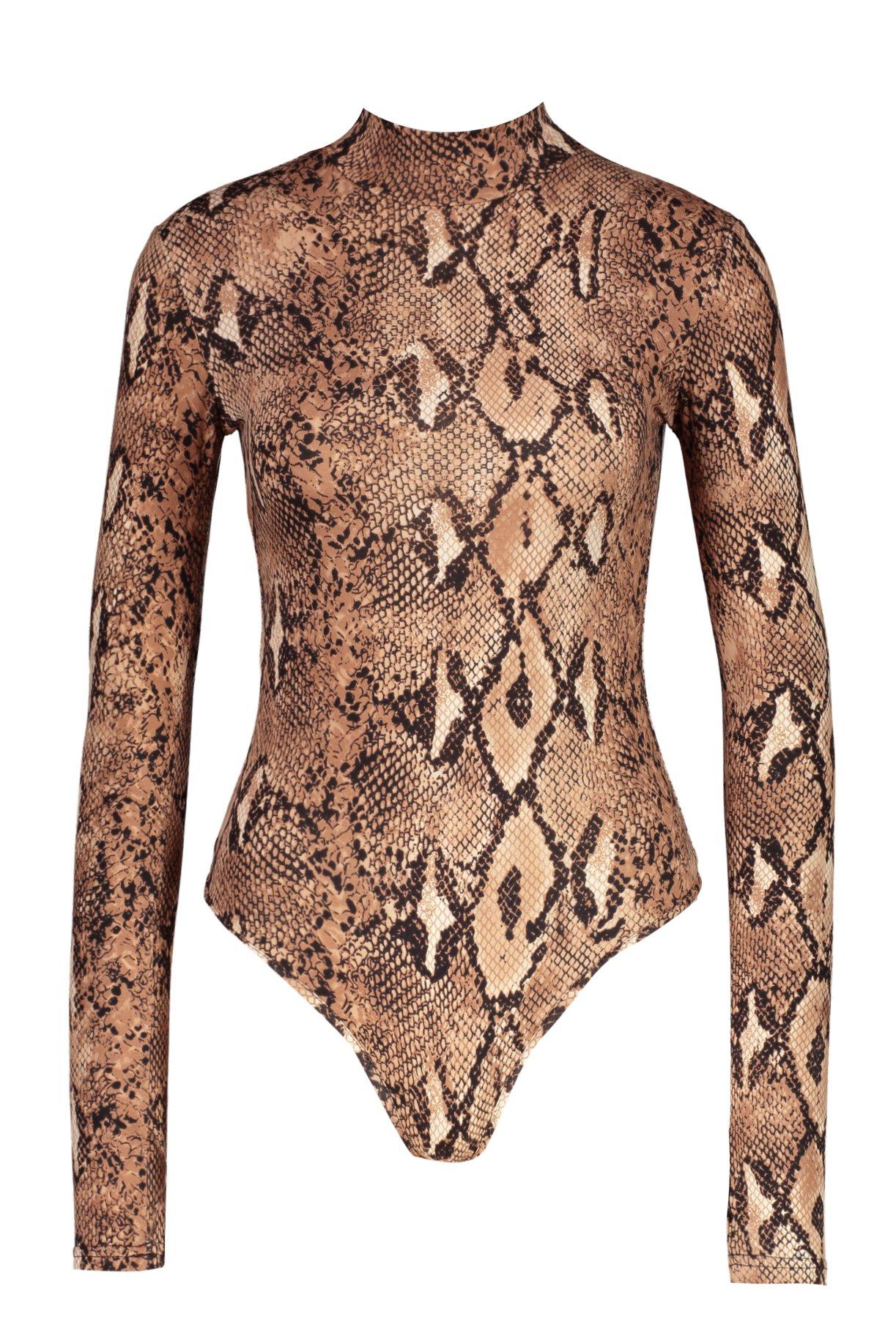 boohoo Snake Print Long Sleeve Bodysuit  Long sleeve swimwear, Bodysuit  fashion, Body suit outfits