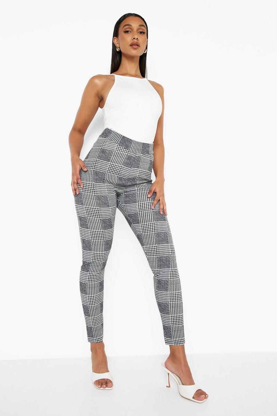 Black Dogtooth Check Skinny Trousers image number 1