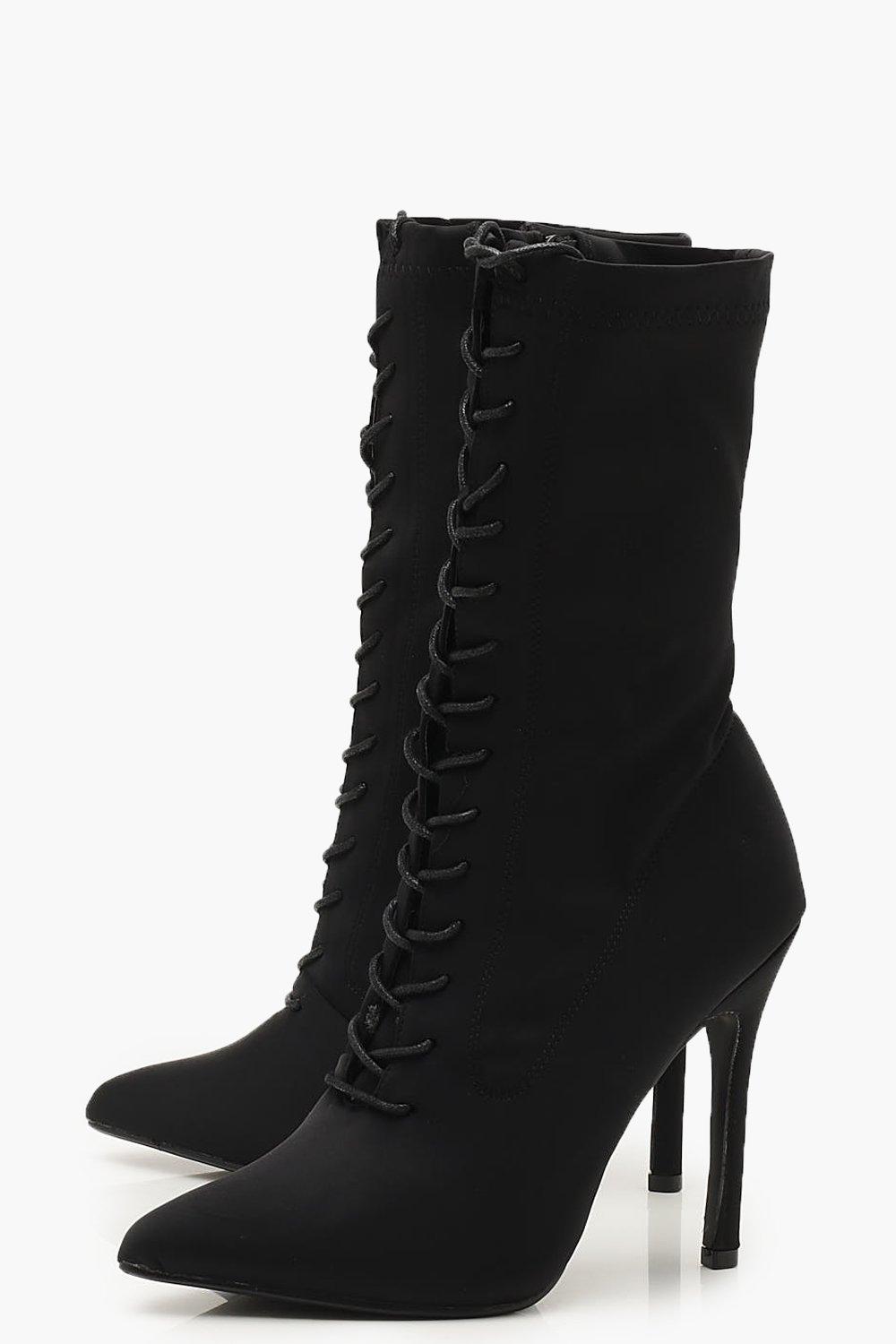 Lace up hot sale stiletto boots