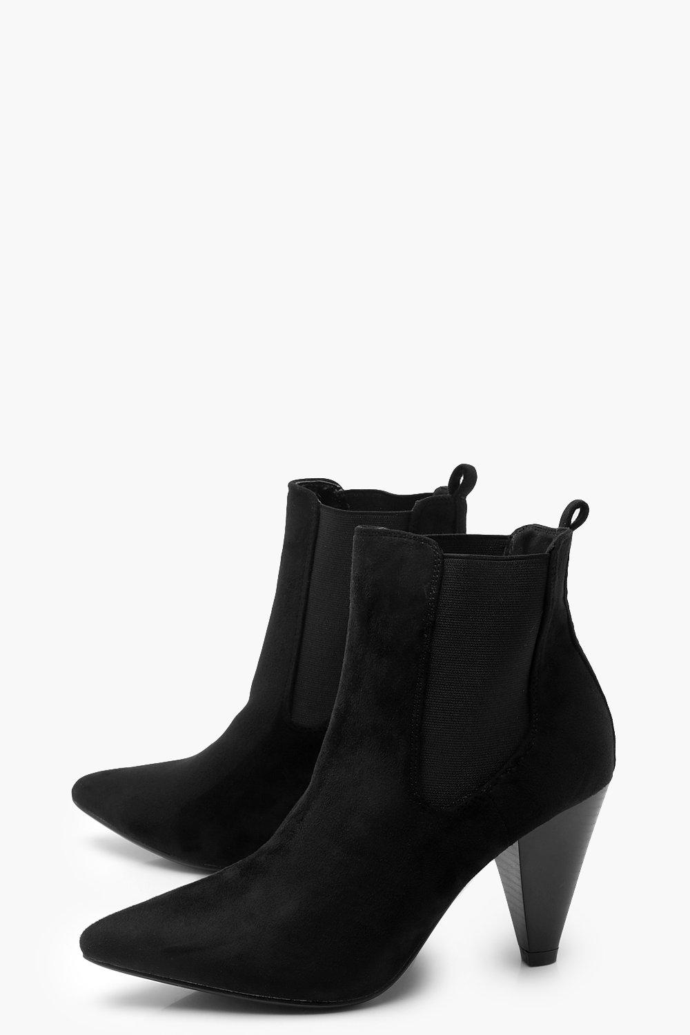Cone Heel Loop Back Shoe Boots boohoo UK
