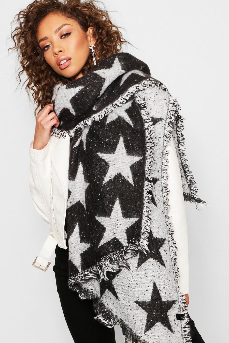 Oversized Star Print Woven Scarf image number 1