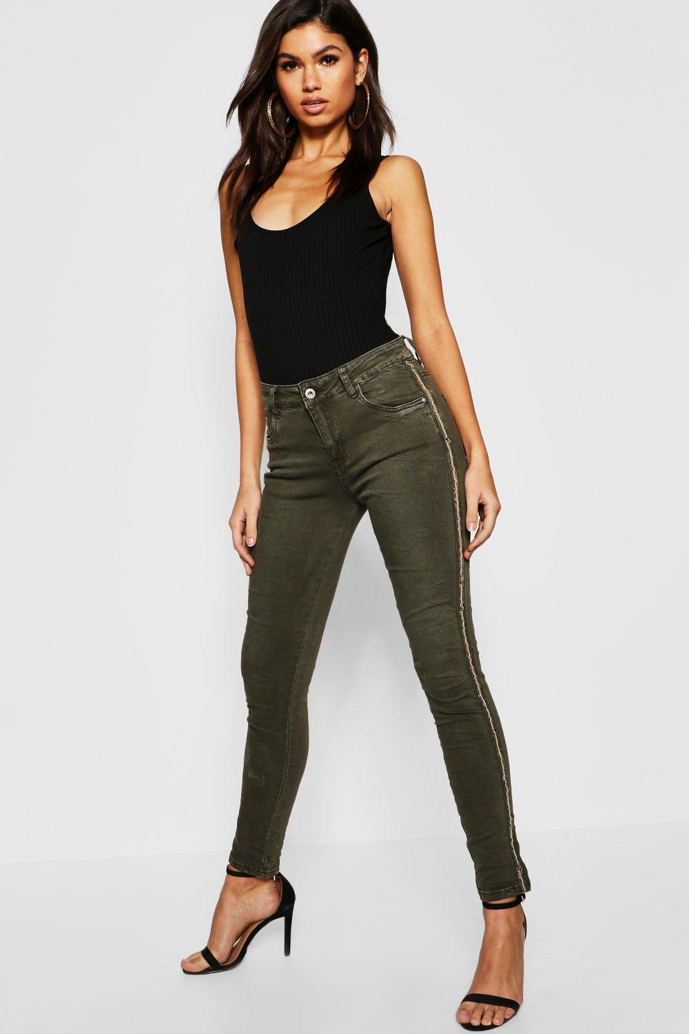 sequin side stripe jeans