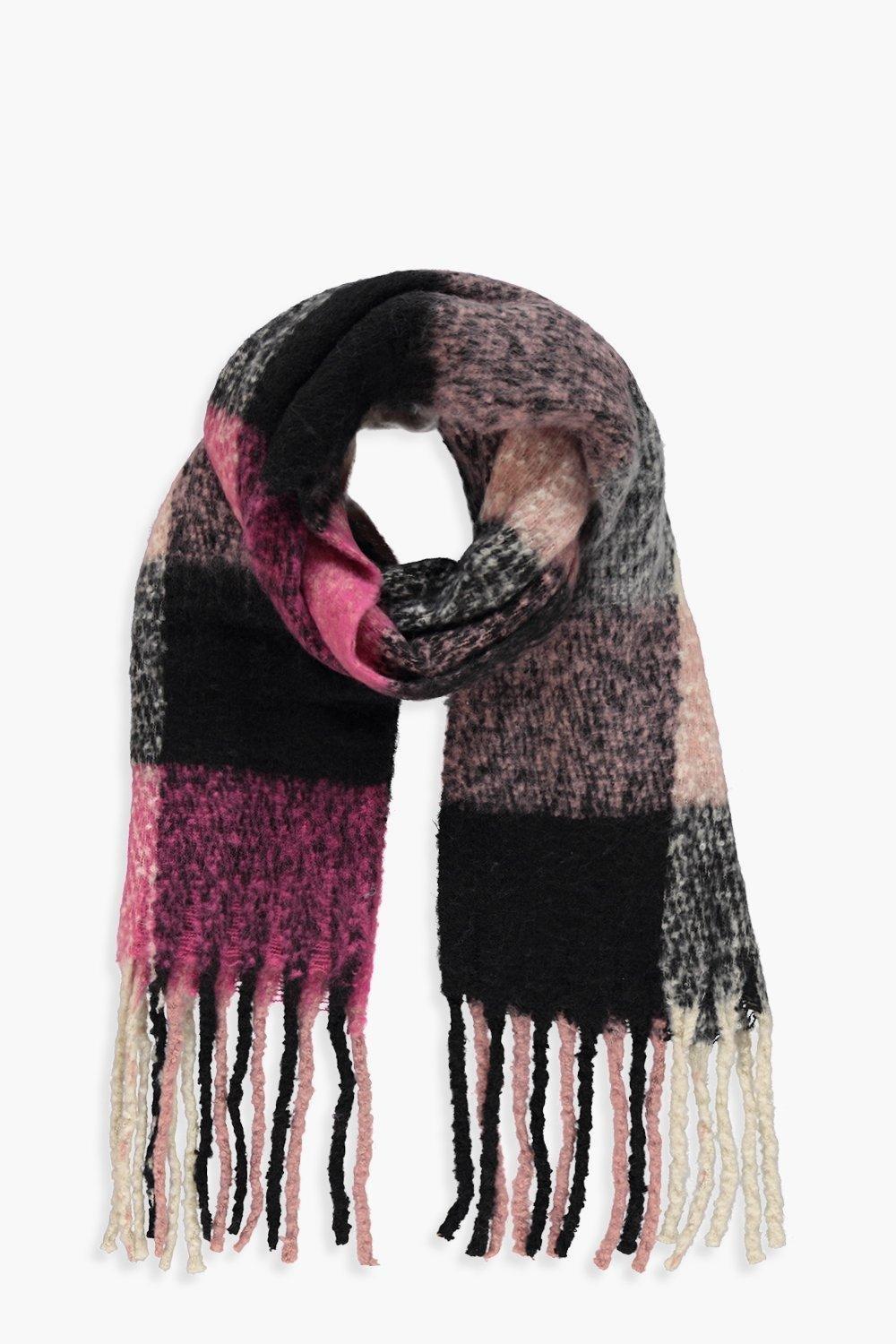 Pink Block Check Blanket Scarf Boohoo Pink Block Check Blanket Scarf Boohoo