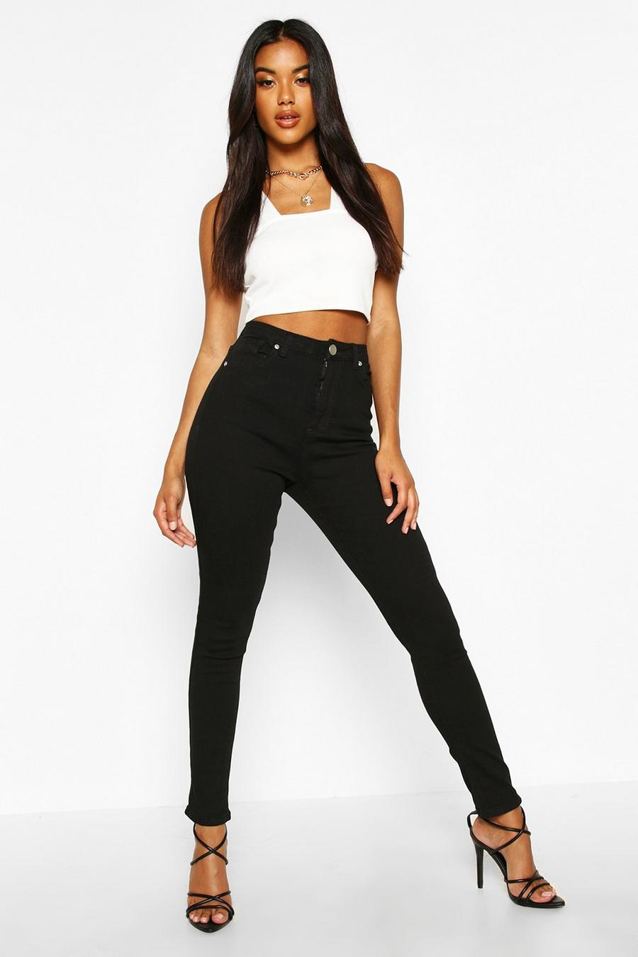 Black Skinny jeans med hög midja image number 1