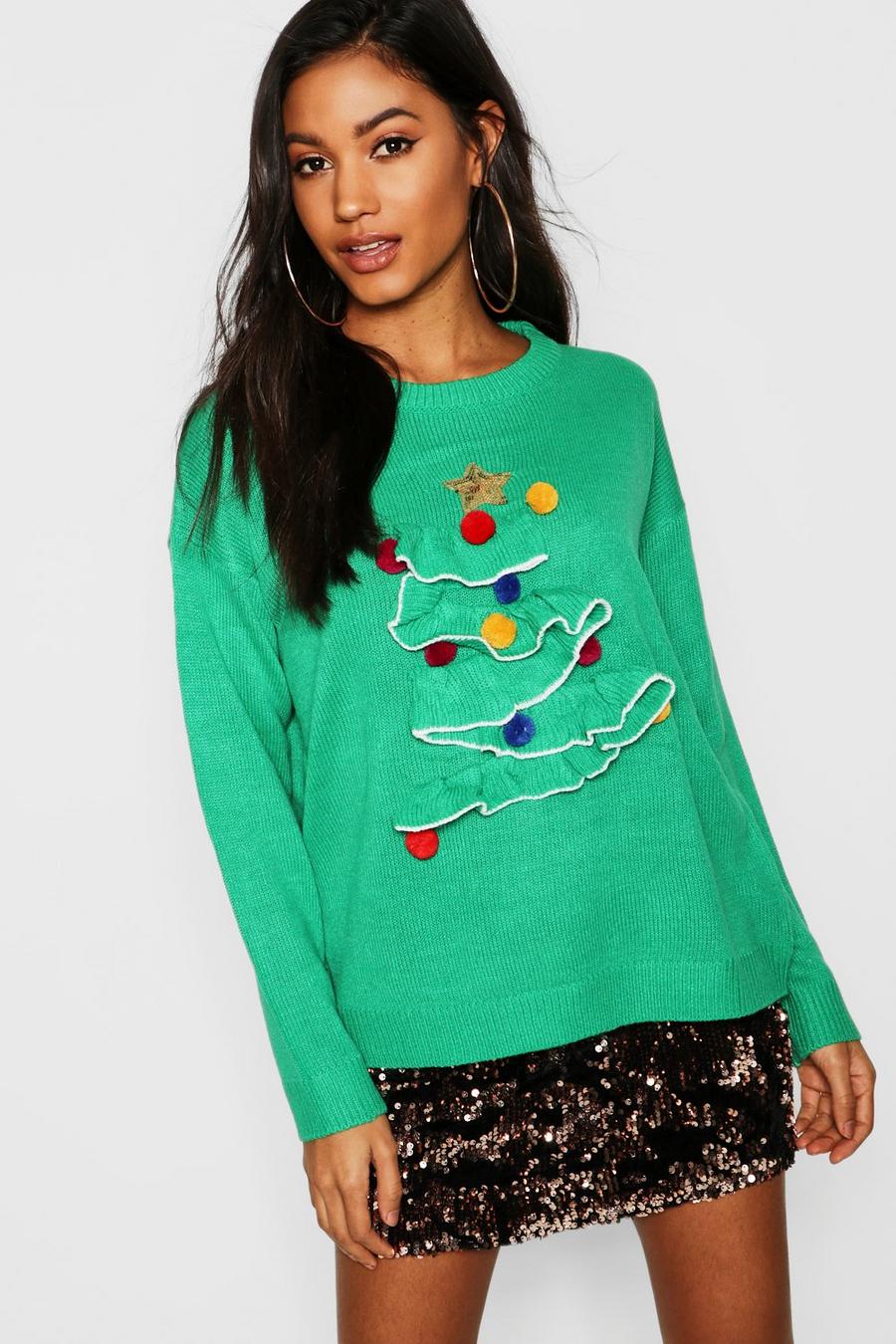 3D Frill Christmas Tree Jumper image number 1