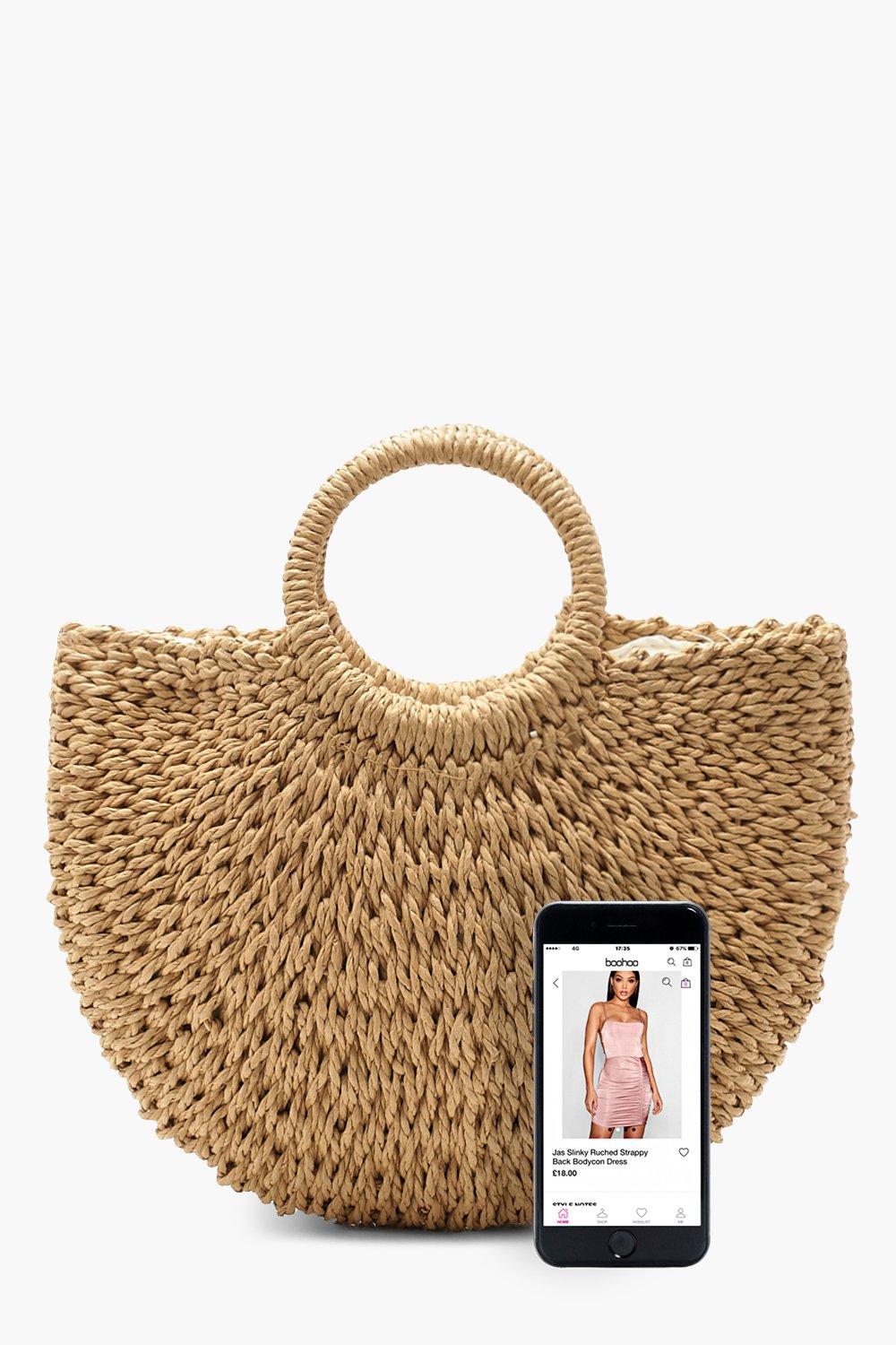 Round straw bag - Natural - Ladies