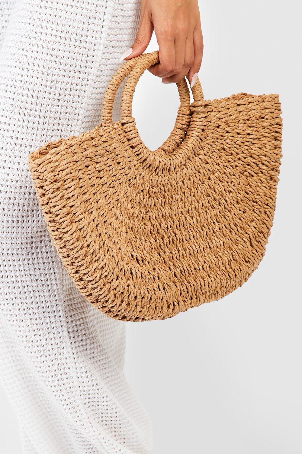 Circle Handle Straw Bag Large