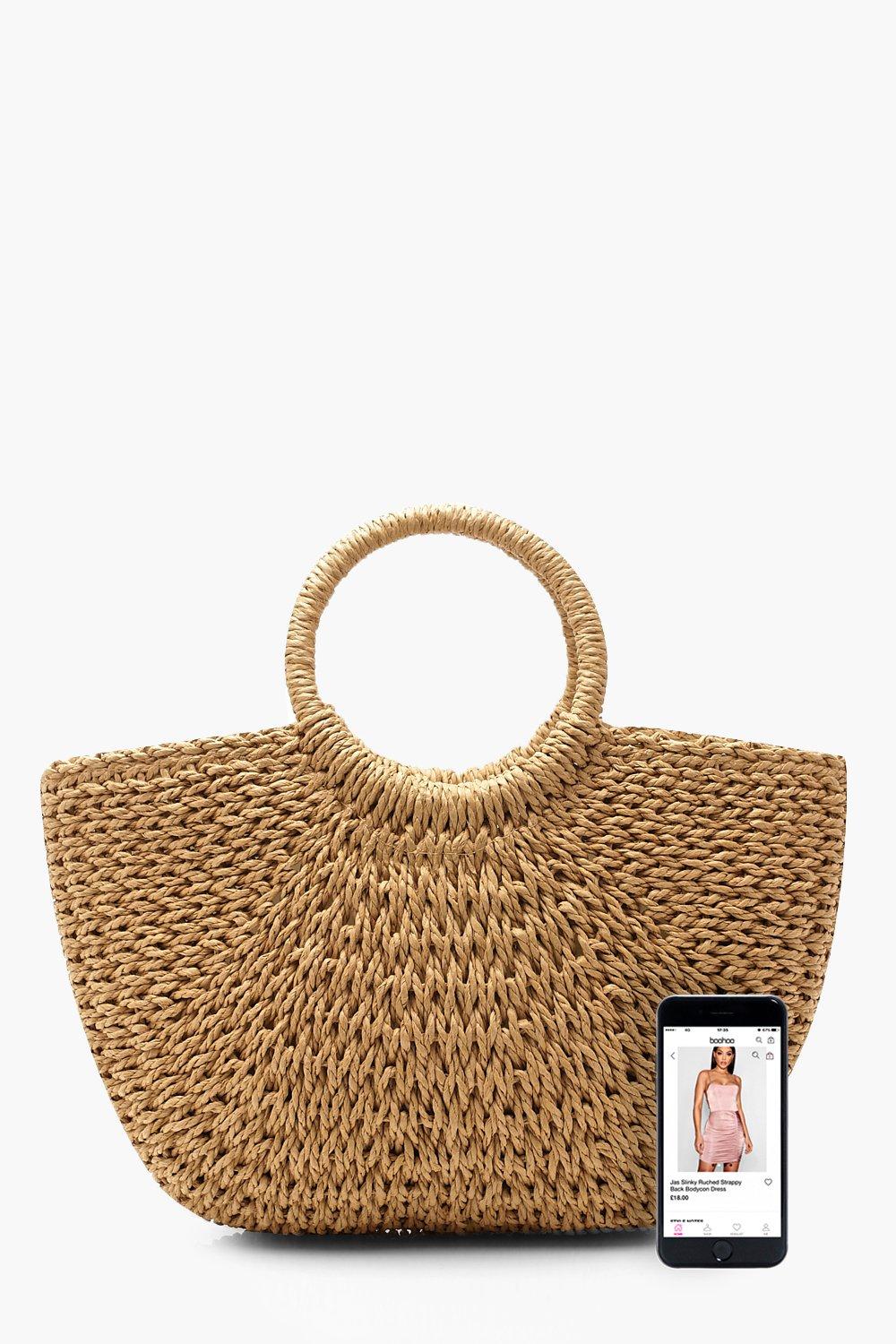 The Circle Straw Bag- Black – So LA